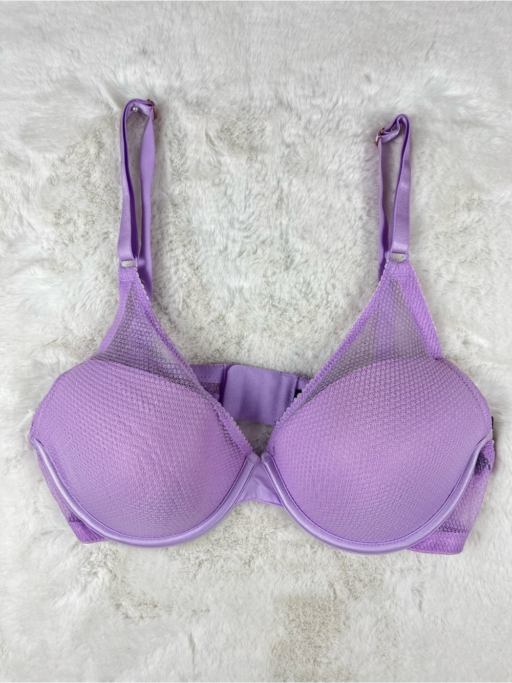 INC Natural Lift Sexy Mesh T-shirt Bra Purple 38B